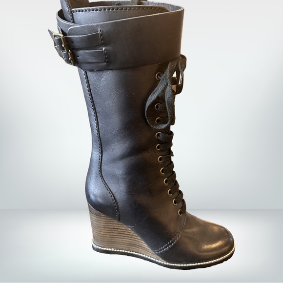 See by Cloe Black Leather Wedge Boots new 38 - Picture 7 of 11